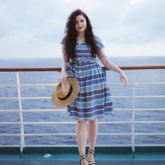 Boden Dresses & Skirts - BODEN Seatown Linen Stripe Shirt Dress Blue {K45}